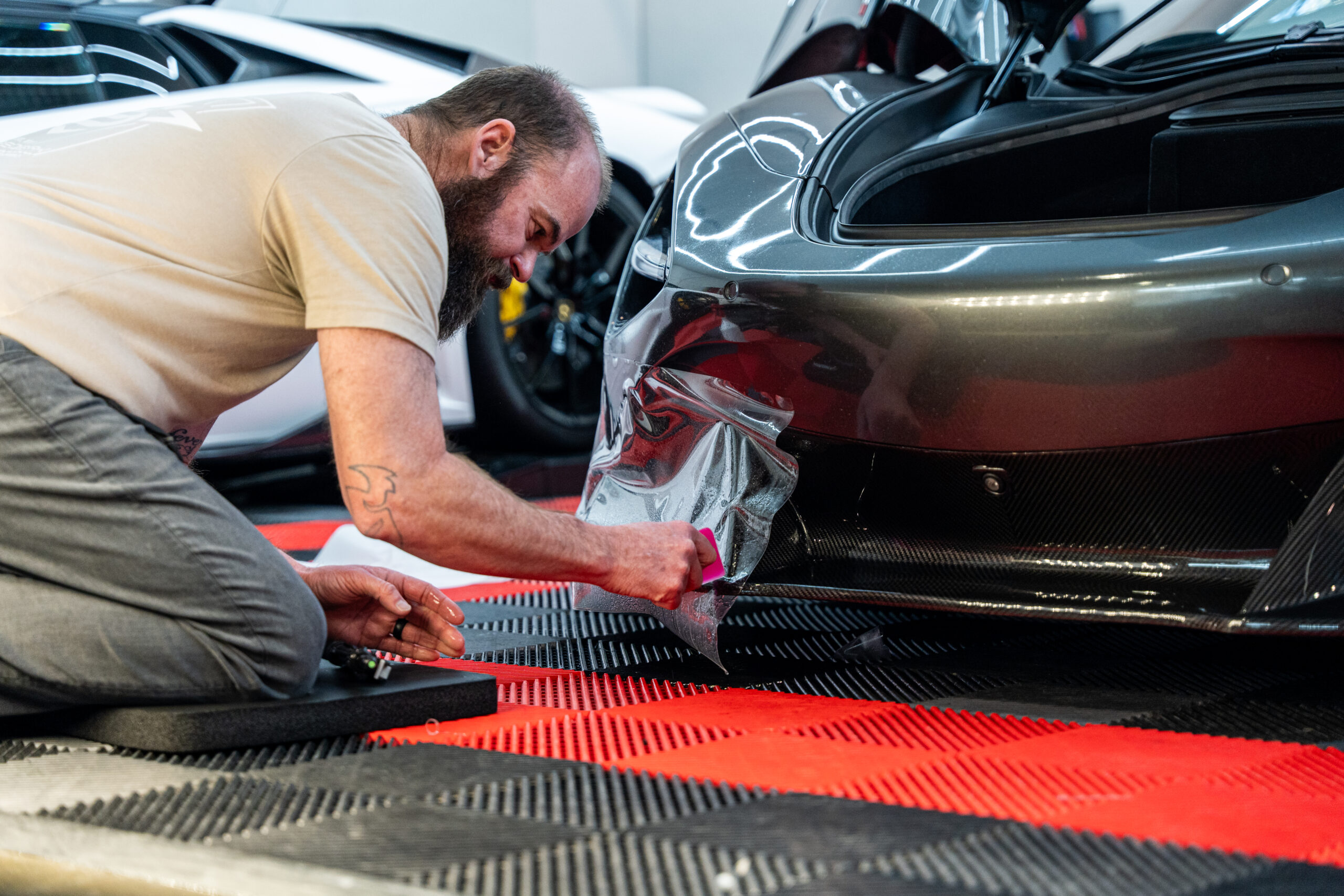 Mark Installing PPF On The New Carbon Fiber Front Lip