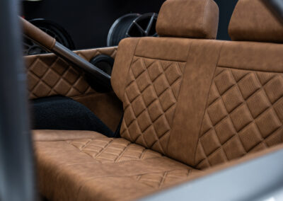 The leather seats inside this restomod Ford Bronco are some of the softest that you will ever feel