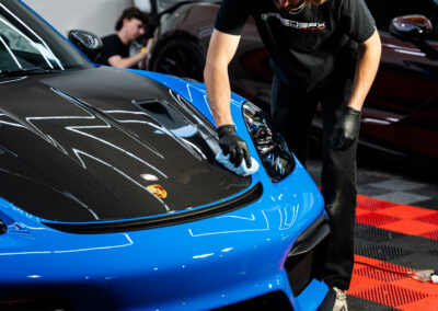 Nick applying the Xpel Fusion Ceramic Coating to this GT4 RS