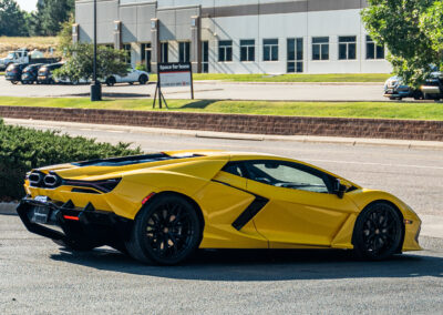 Lamborghini Revuelto pictured from the rear 3/4