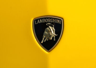 The iconic Lamborghini badge on the Revuelto