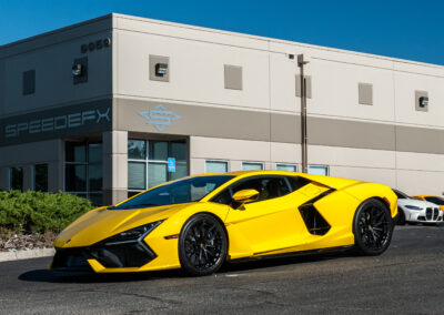 The Lamborghini Revuelto parked outside of SpeedEFX