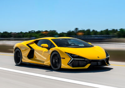 Rolling shot of the Lamborghini Revuelto